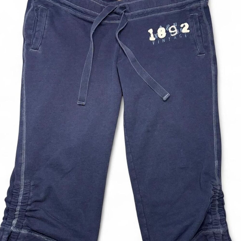 Vintage Y2K Abercrombie & Fitch Navy Blue Capri Sweatpants Drawstring Ruched XS